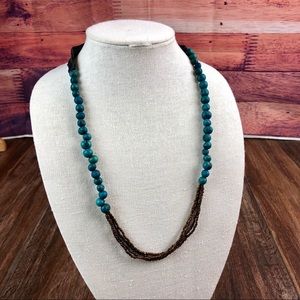 FINAL SALE:Teal Açaí Seed and Bronze Bead Necklace